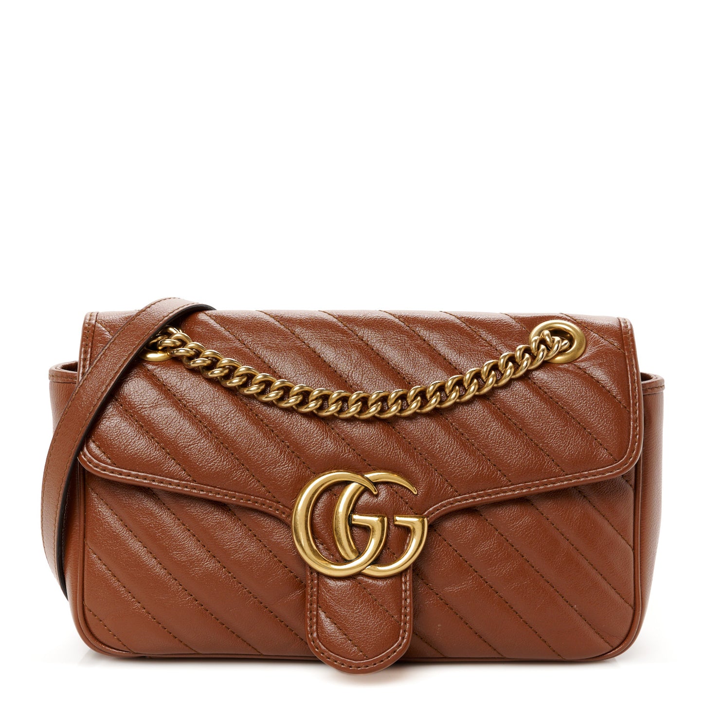 Azalea Calfskin Matelasse Diagonal Small GG Marmont Shoulder Bag Cuir