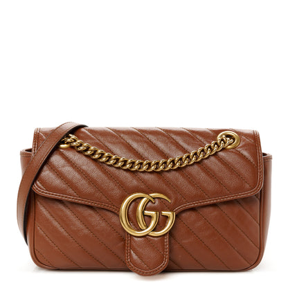 Gucci Azalea Calfskin Matelasse Diagonal Small GG Marmont Shoulder Bag Cuir 1 of 11