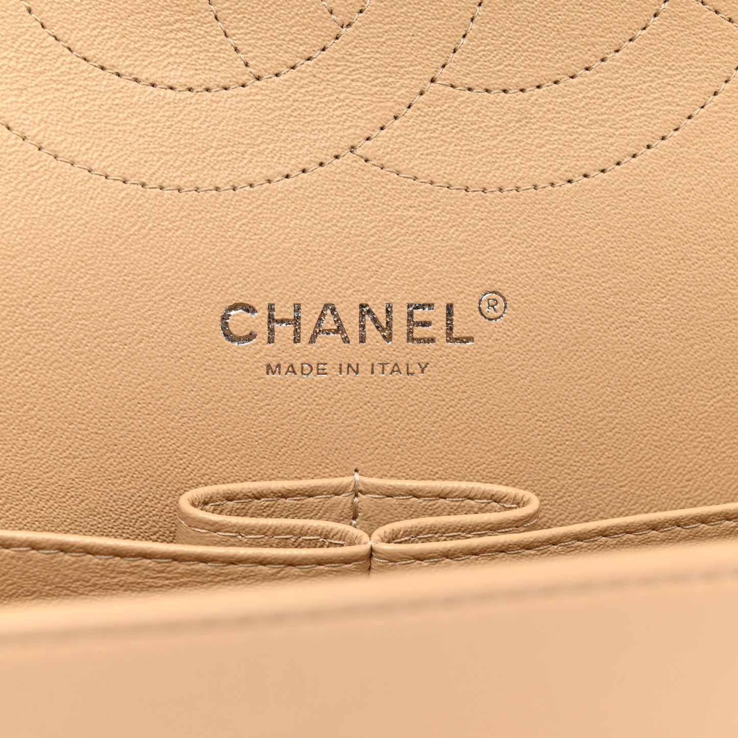 Lambskin Quilted Jumbo Double Flap Beige