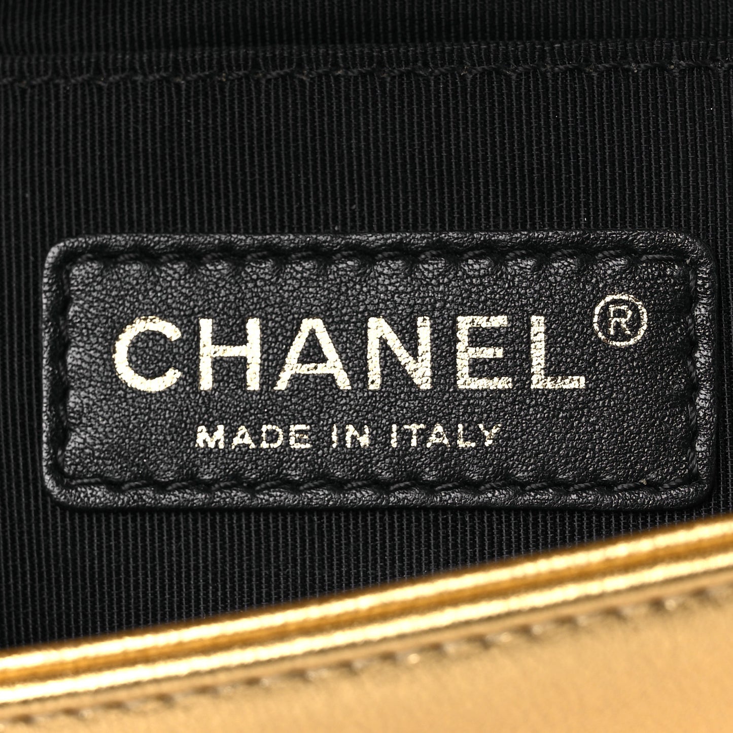 Metallic Lambskin Embossed Small Cube Boy Flap Gold
