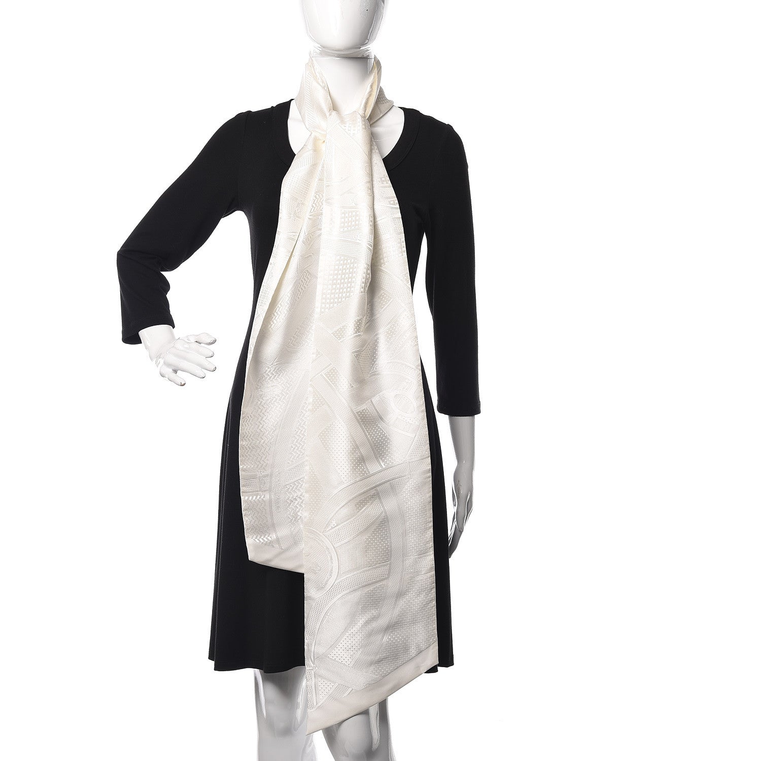 Hermes Silk Cavalcadour Maxi Twilly White 2 of 4
