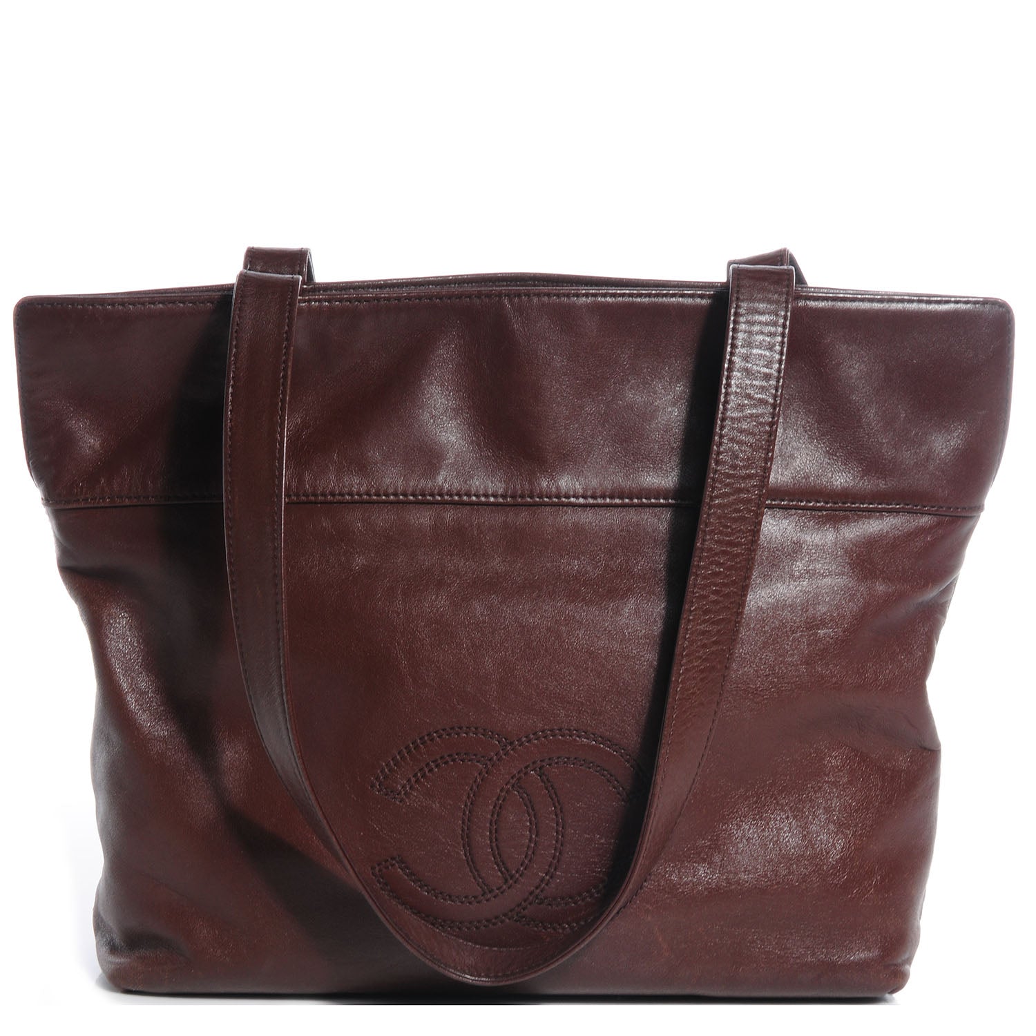 Chanel Leather CC Tote Brown 1 of 7