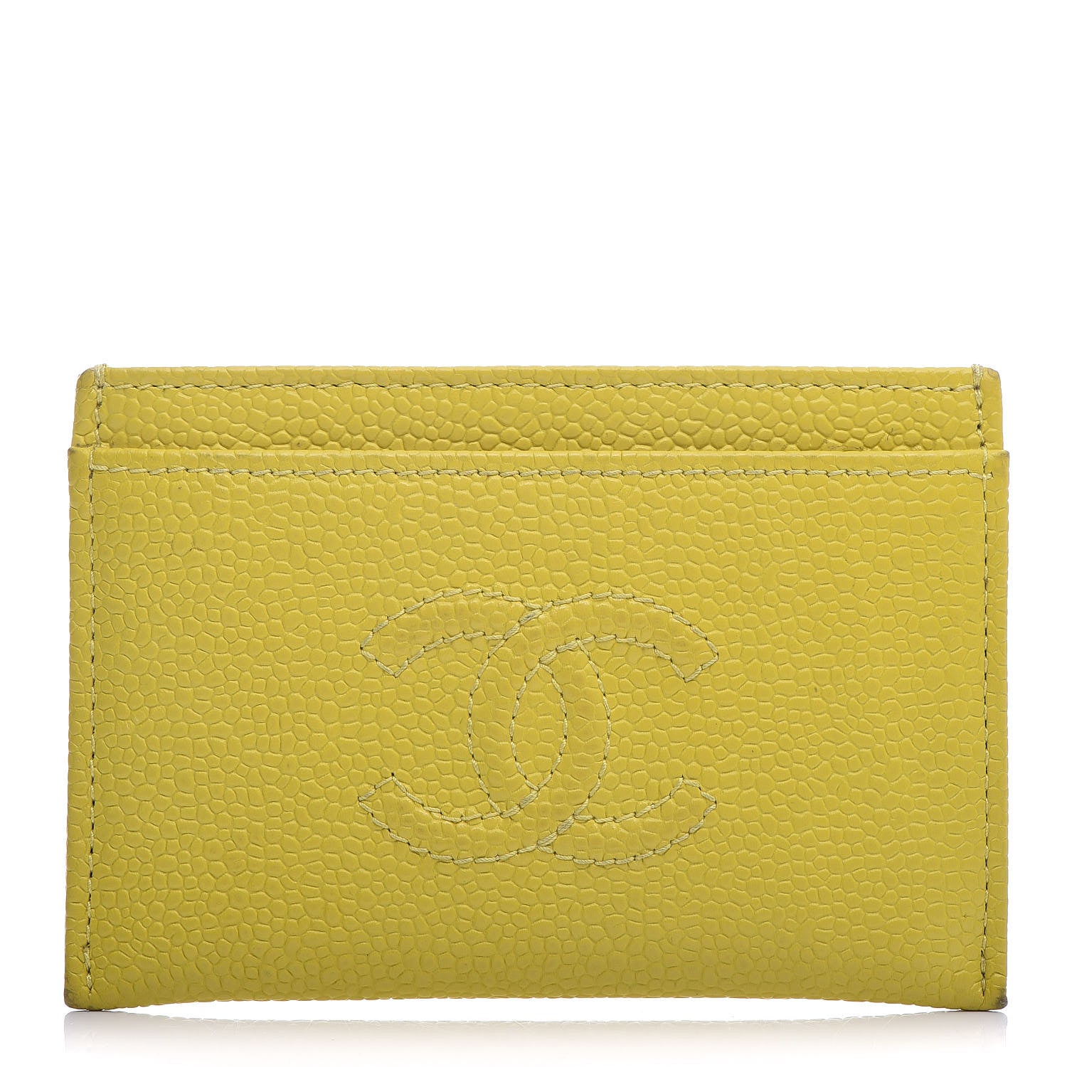 Chanel Caviar CC Timeless Card Holder Yellow 1 of 16