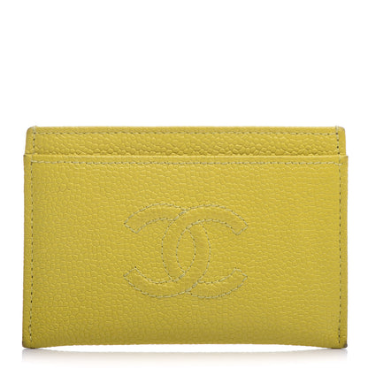 Chanel Caviar CC Timeless Card Holder Yellow 1 of 16