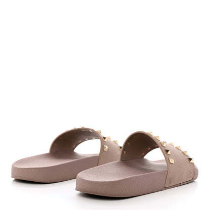 Valentino Garavani Rubber Rockstud Slide Sandals 38 Poudre 4 of 13