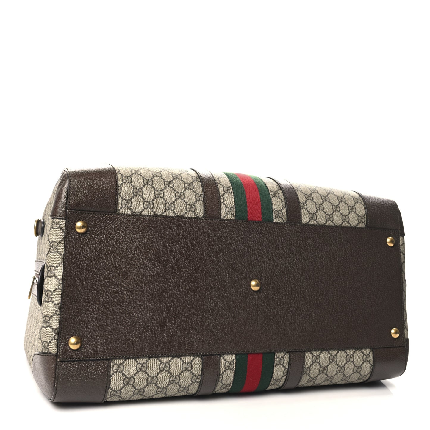 GG Supreme Monogram Textured Dollar Calfskin Web Large Savoy Duffle Bag Beige Ebony