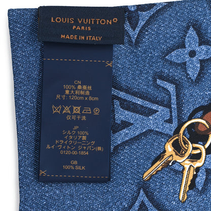Louis Vuitton Silk Denimgram Confidential Bandeau Denim Blue 3 of 3