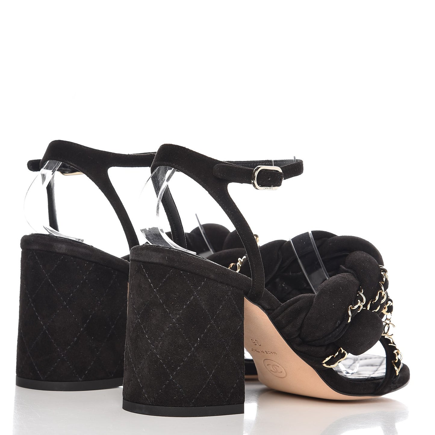 Kid Suede Chain Braided Sandals 36 Black
