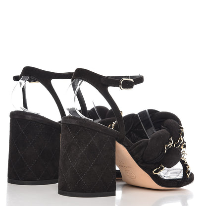 Chanel Kid Suede Chain Braided Sandals 36 Black 4 of 9