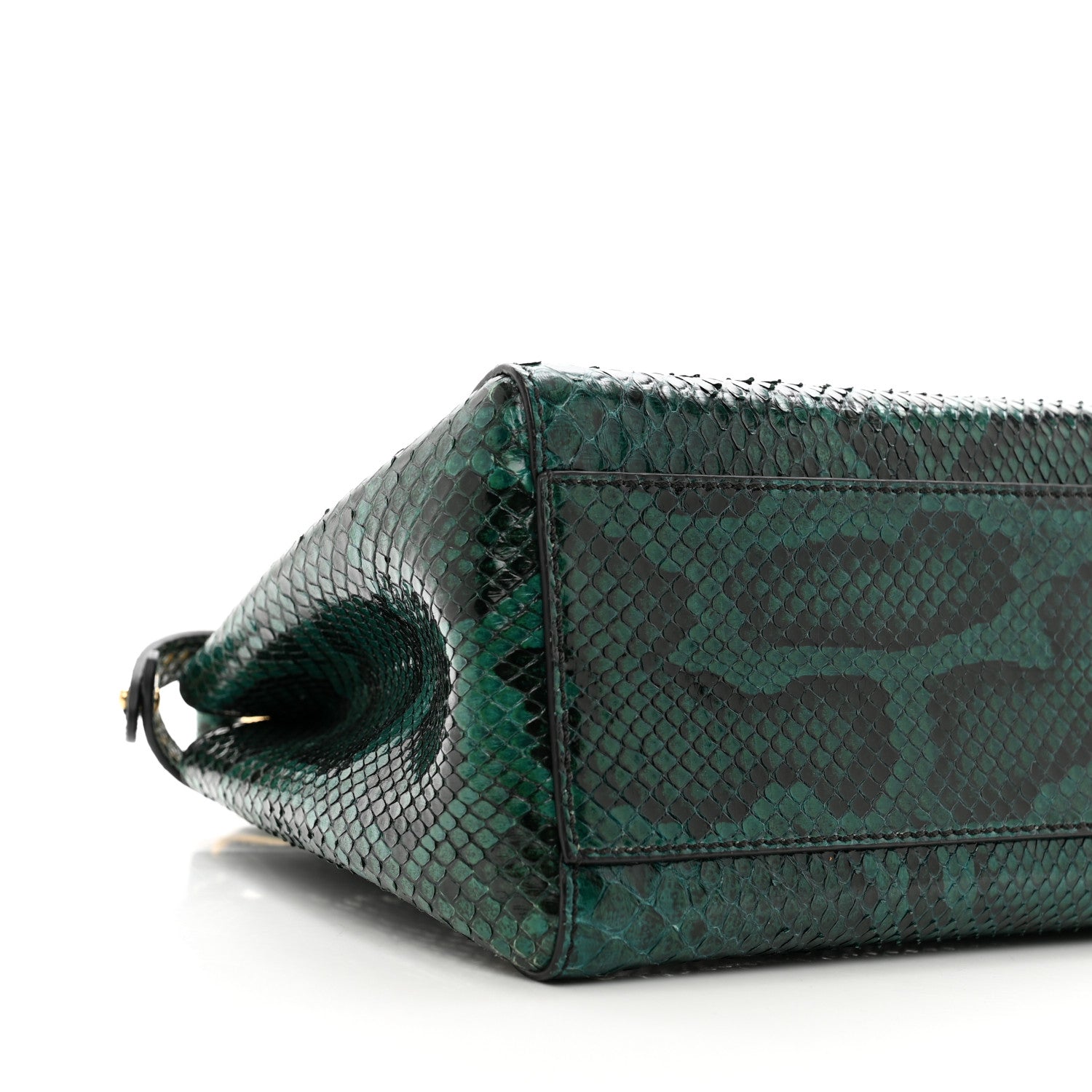 Fendi Snakeskin Shiny Nappa Mini Peekaboo Iconic Satchel Green 8 of 10