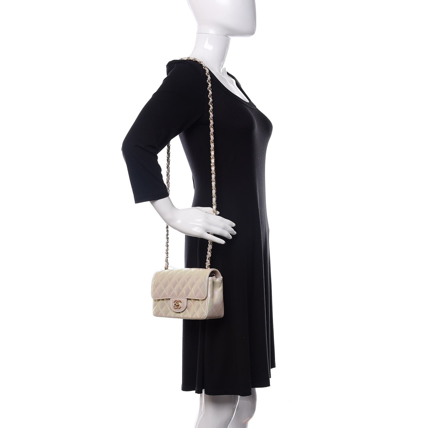 Chanel Iridescent Lambskin Quilted Mini Rectangular Flap Ivory 2 of 11