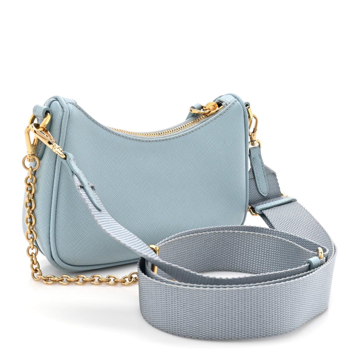 Saffiano Lux Re-Edition 2005 Mini Shoulder Bag Celeste