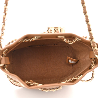 Chanel Calfskin Stitched Chain Bucket Bag Camel 5 of 10