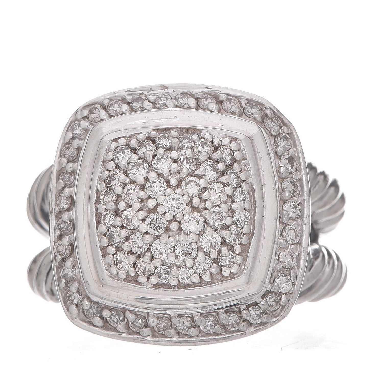 Sterling Silver Diamond 11mm Albion Pave Ring 52 6