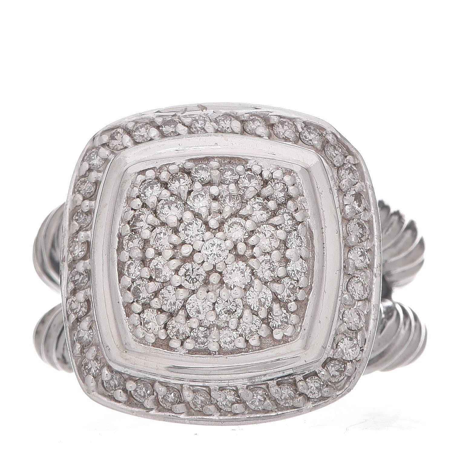 David Yurman Sterling Silver Diamond 11mm Albion Pave Ring 52 6 5 of 8