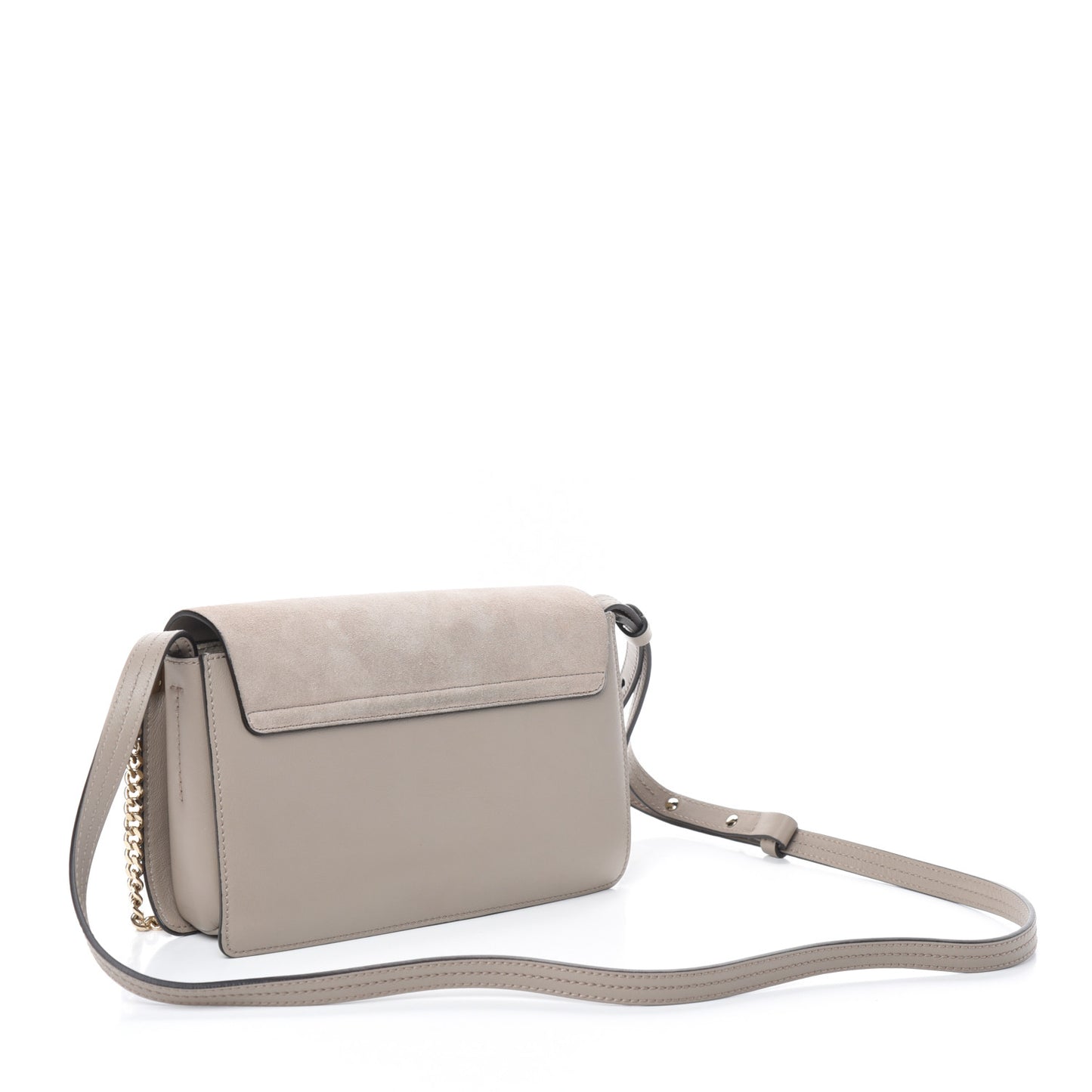 Suede Calfskin Small Faye Shoulder Bag Motty Grey