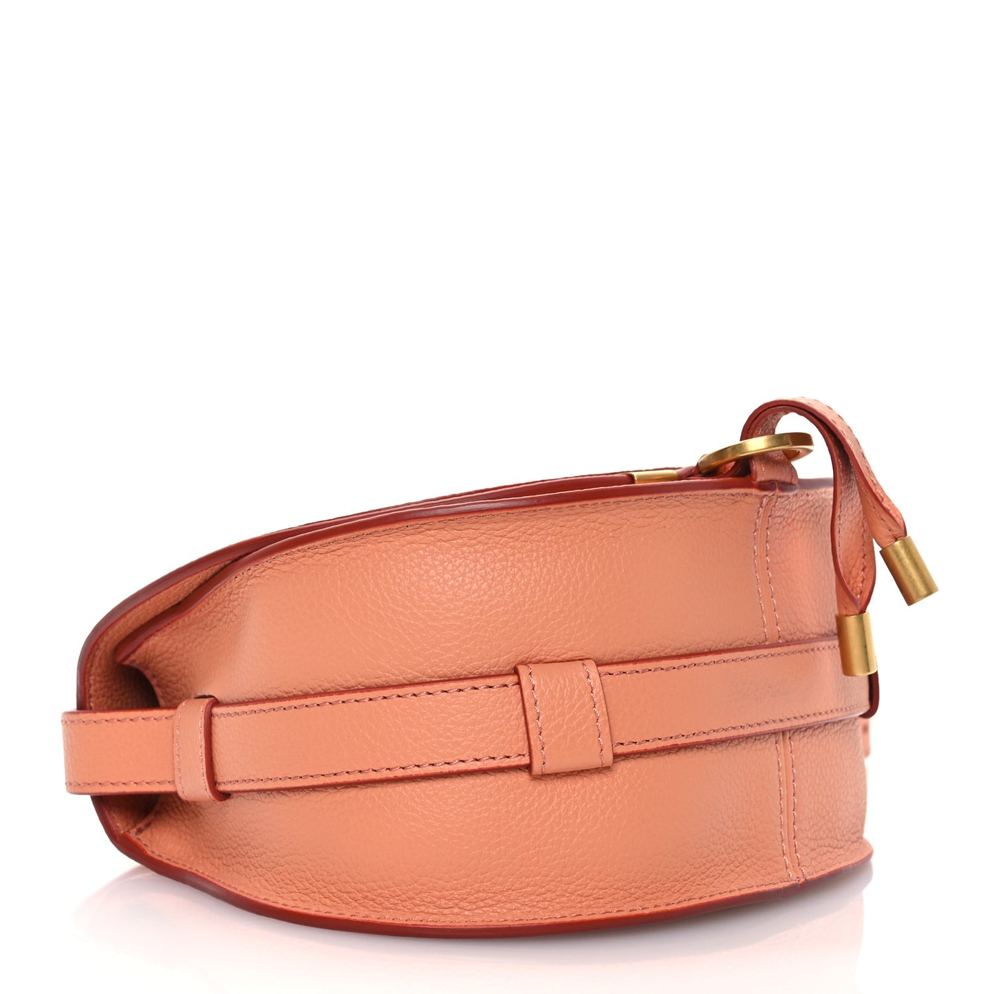 Grained Calfskin Small Marcie Saddle Bag Wood Rose