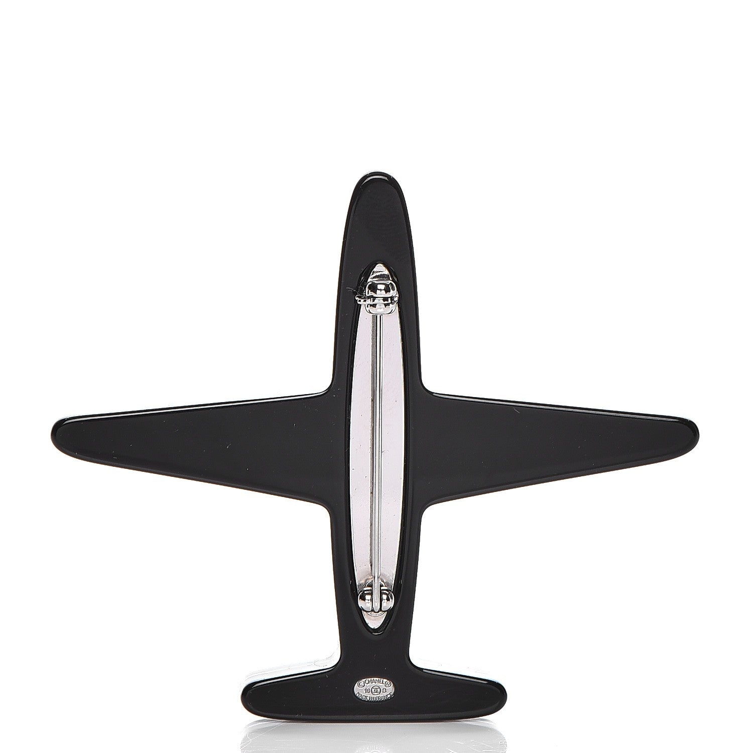 Chanel Resin Pearl CC Airplane Brooch Black White 3 of 6