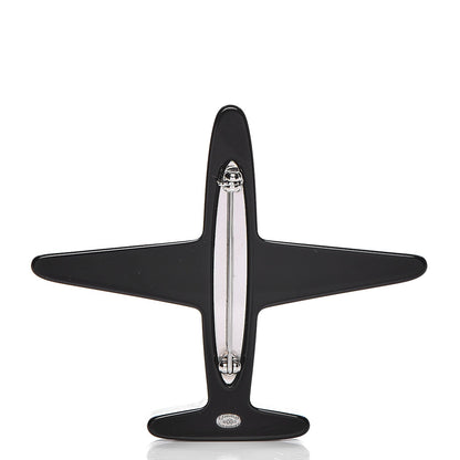 Chanel Resin Pearl CC Airplane Brooch Black White 3 of 6