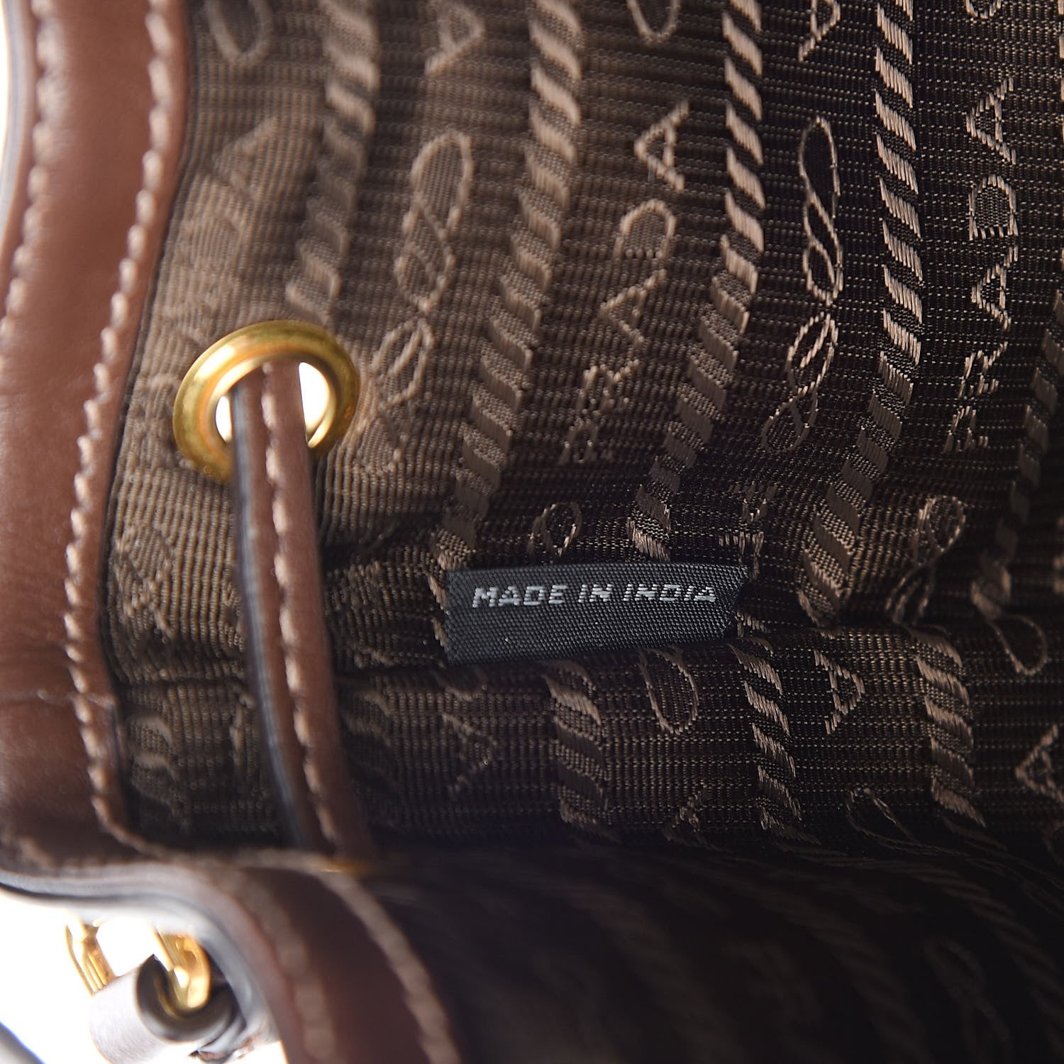 Prada Jacquard Logo Mini Bucket Crossbody Bag Corda Bruciato 7 of 13