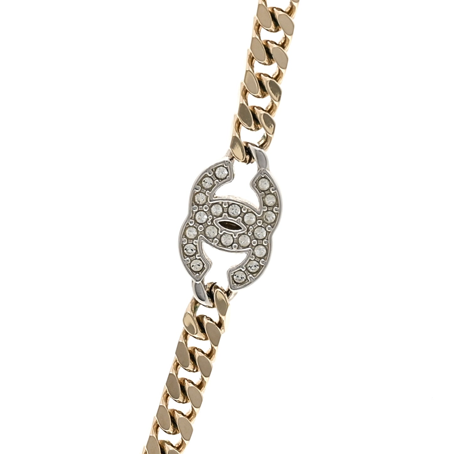 Crystal Chain CC Necklace Gold Silver