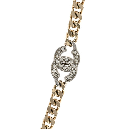 Chanel Crystal Chain CC Necklace Gold Silver 4 of 5