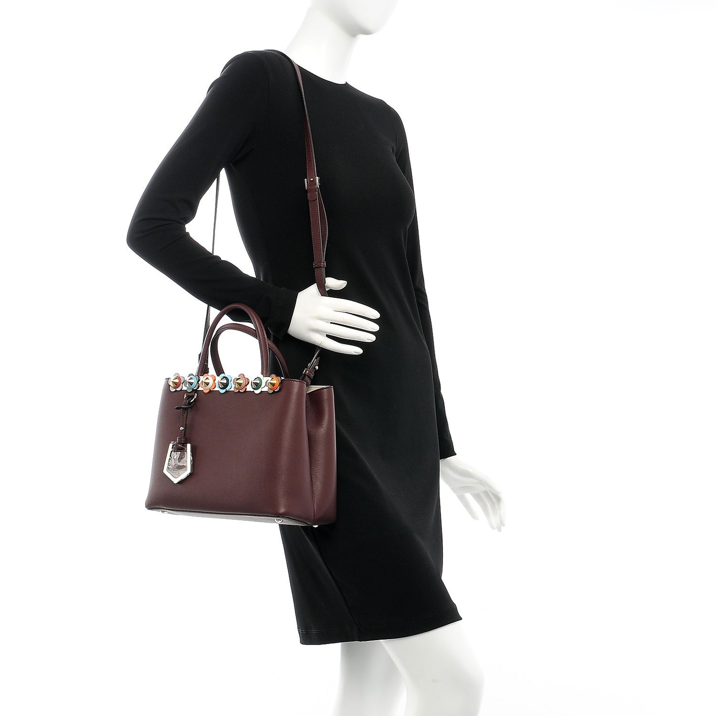 Vitello Dolce PVC Flower Studs Petite 2Jours Tote Bordeaux Multicolor