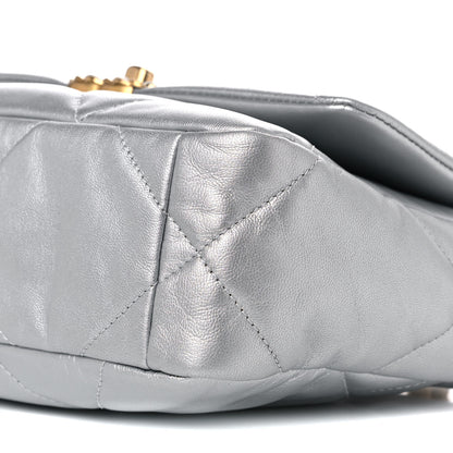 Chanel Metallic Goatskin Quilted Medium Chanel 19 Flap Silver 9 of 9