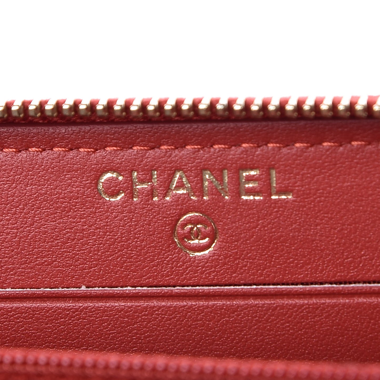Caviar Quilted Medium Filigree Zip Around Wallet Dark Red