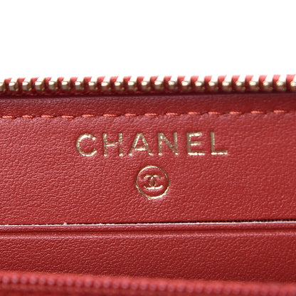 Chanel Caviar Quilted Medium Filigree Zip Around Wallet Dark Red 6 of 7