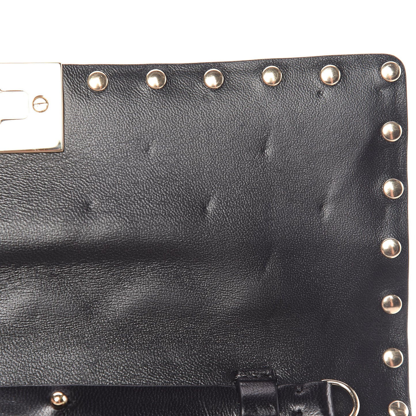 Lambskin Rockstud Spike Wallet on Chain Black