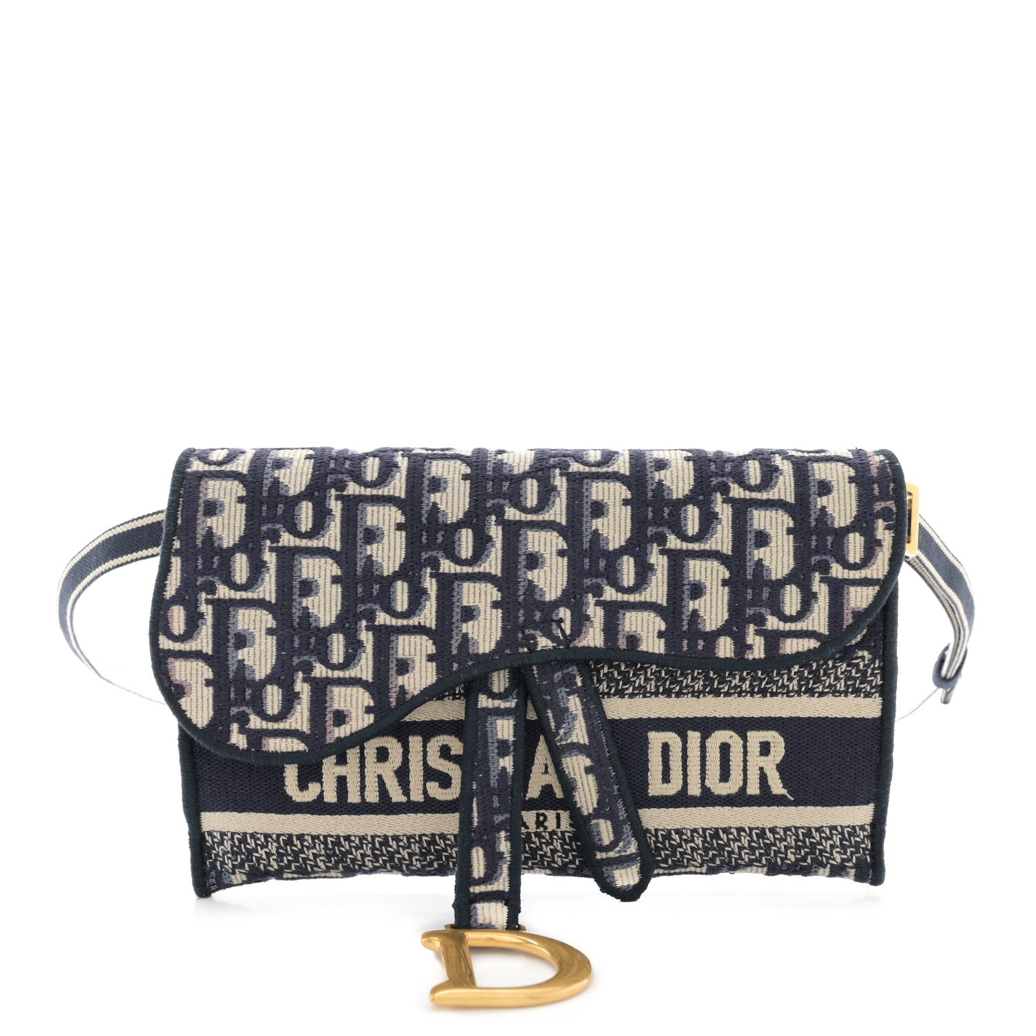 Christian Dior Oblique Slim Saddle Pouch Blue 1 of 13