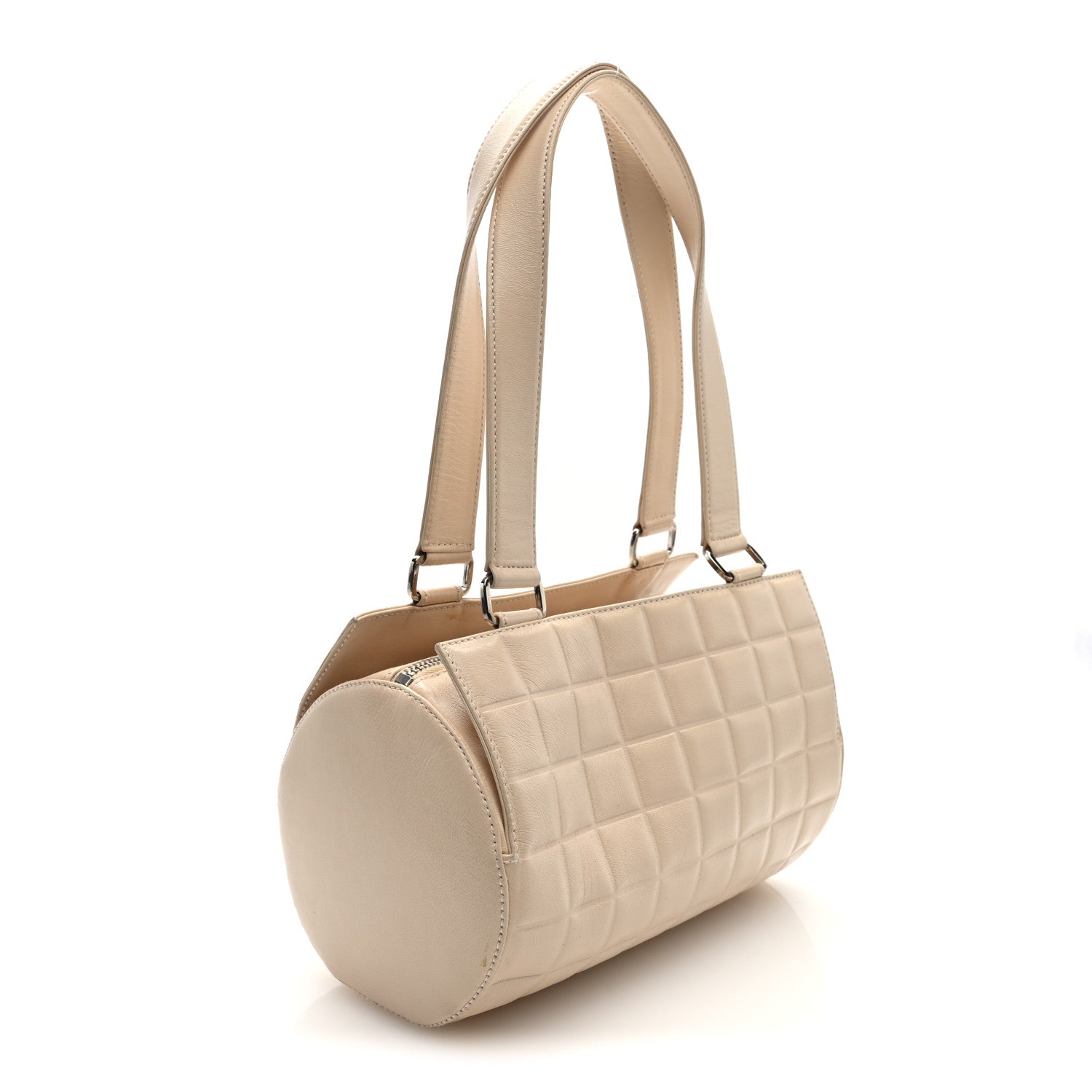Chanel Lambskin Quilted CC Chocolate Bar Barrel Bag Beige 1867662