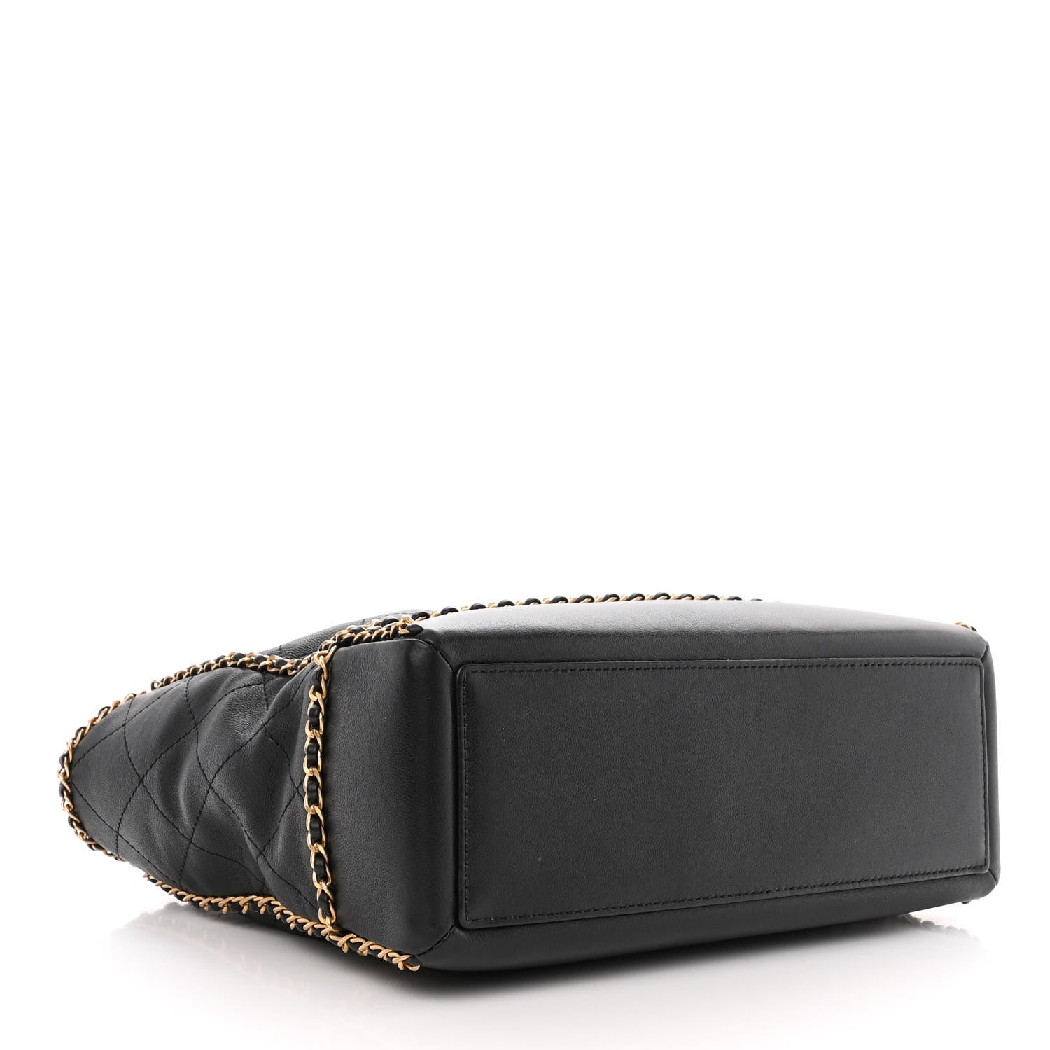 Chanel Calfskin Quilted Chain Lines Shopping Tote Black 4 of 11