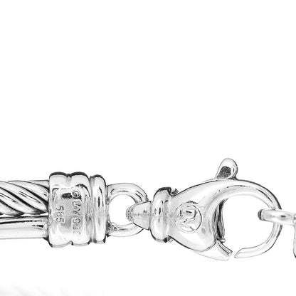 David Yurman Sterling Silver 14K White Gold Diamond 3mm Crossover Bracelet 4 of 4