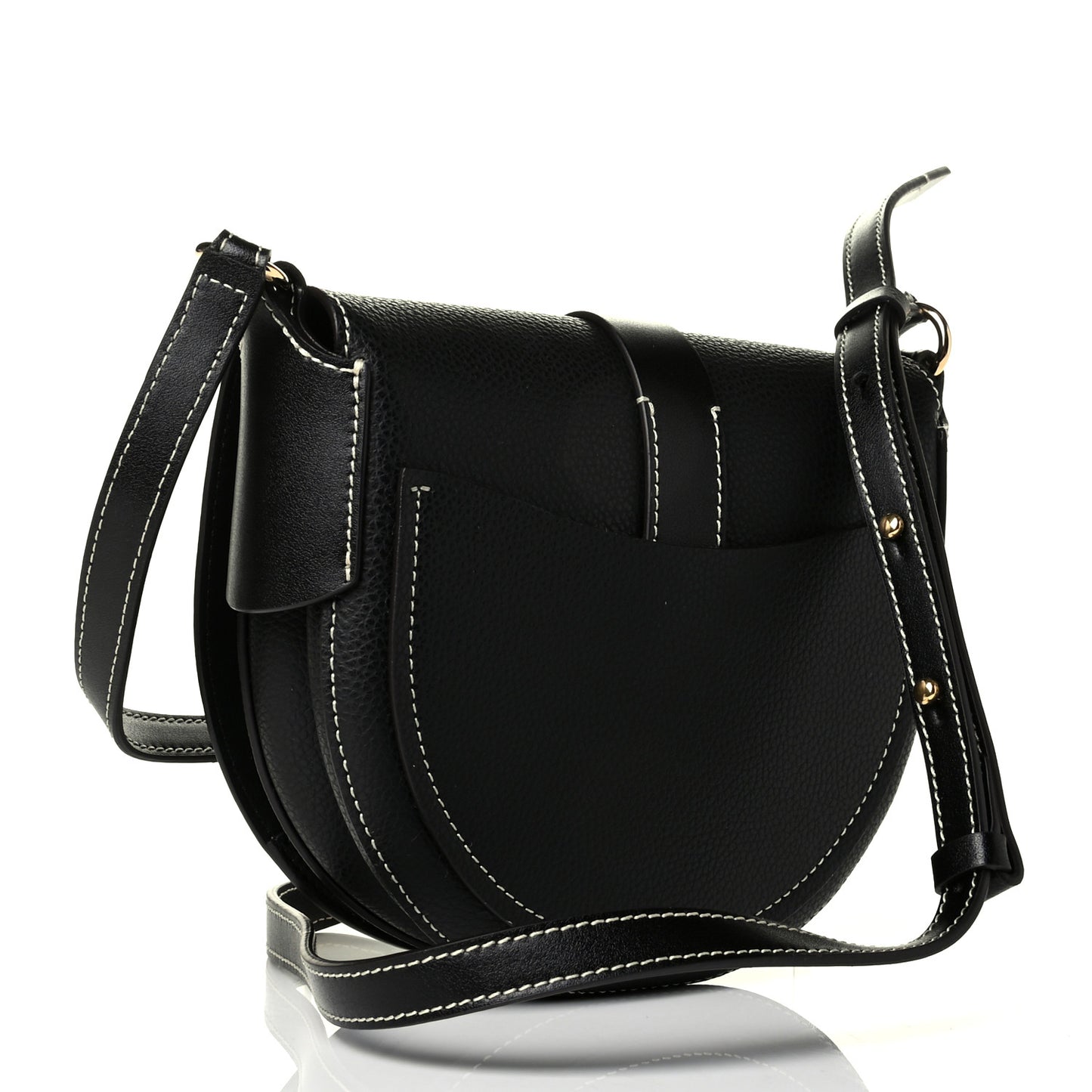 Grained Calfskin Small Darryl Saddle Crossbody Bag Black