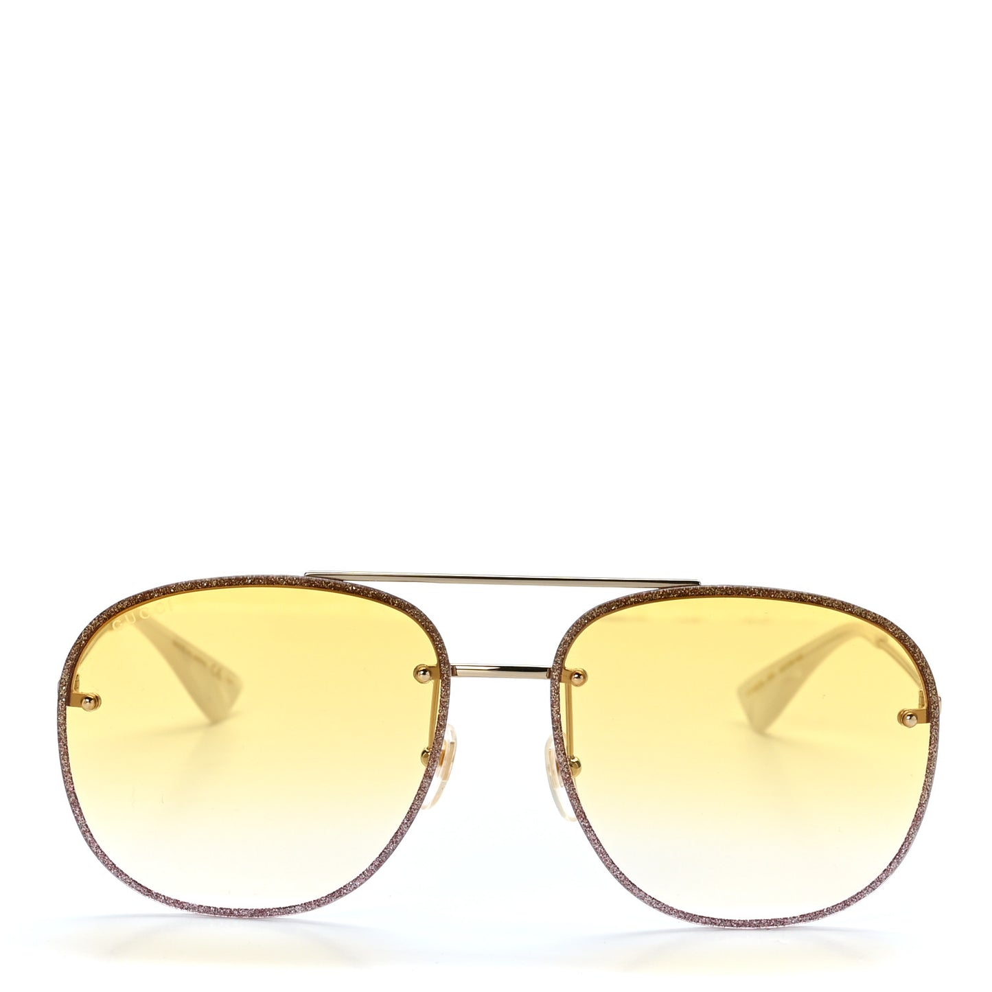 Metal Glitter Aviator Sunglasses G0227S Brown Gold