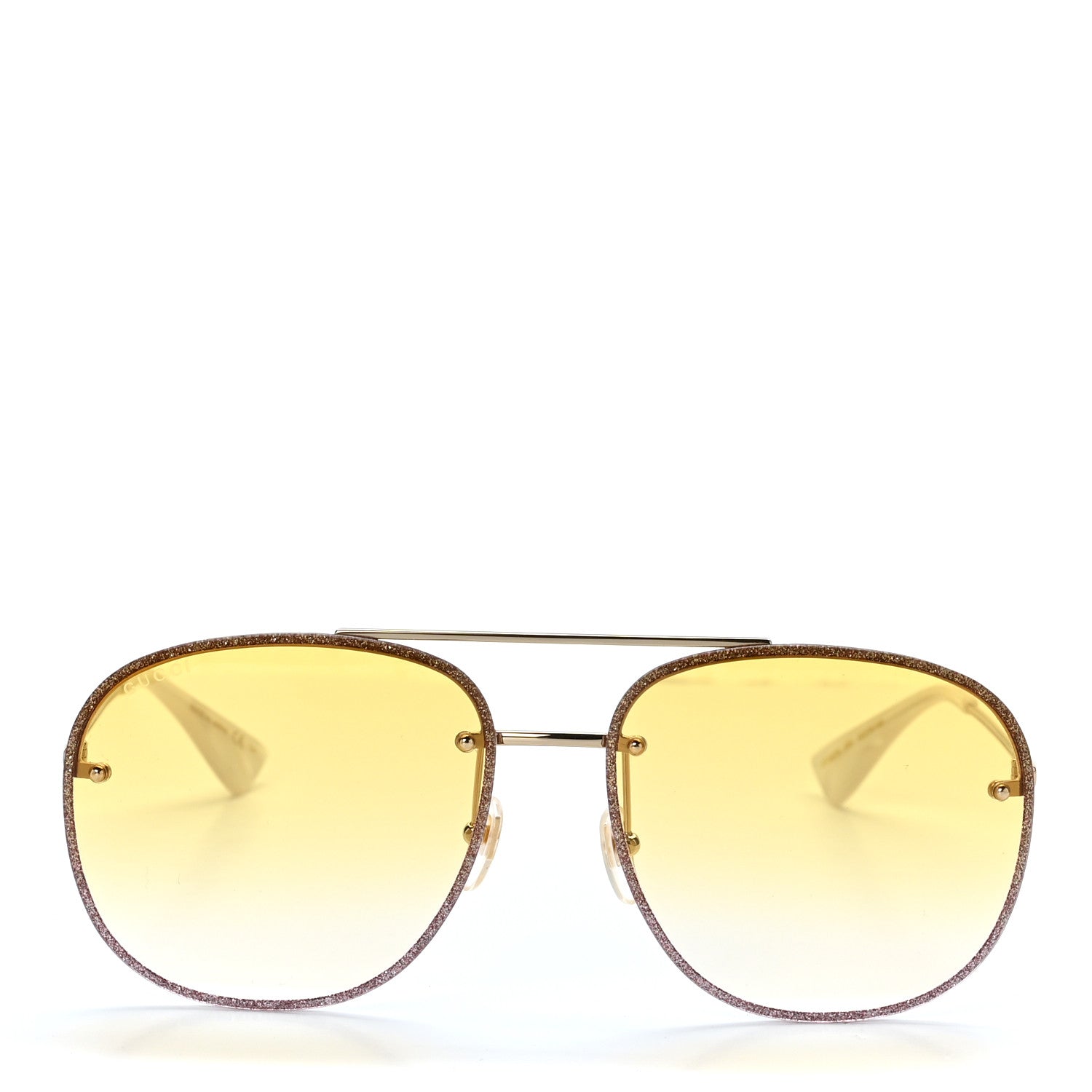 Gucci Metal Glitter Aviator Sunglasses G0227S Brown Gold 2 of 8