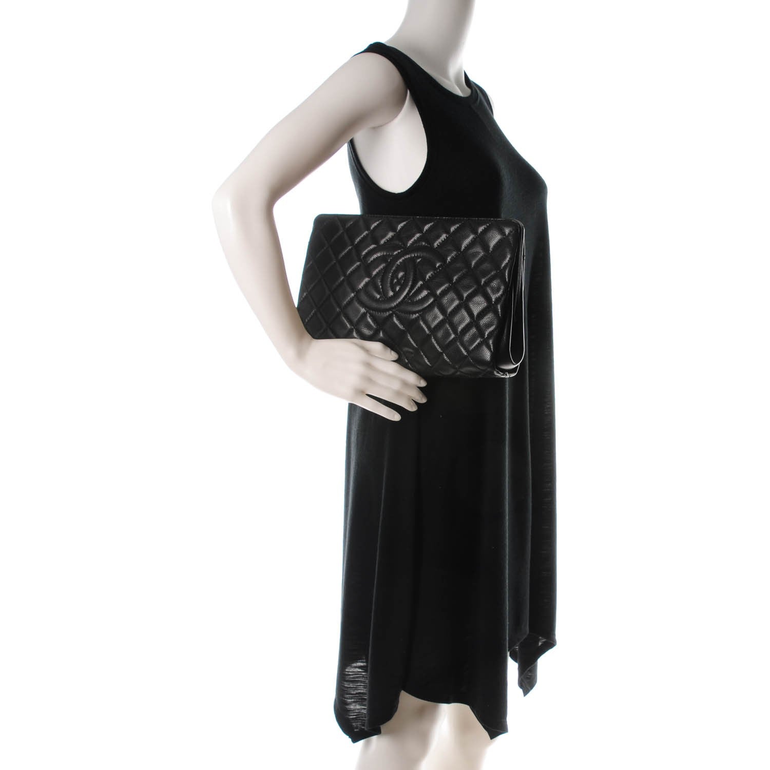 Chanel Caviar Quilted CC Large Clutch Black 2 of 7