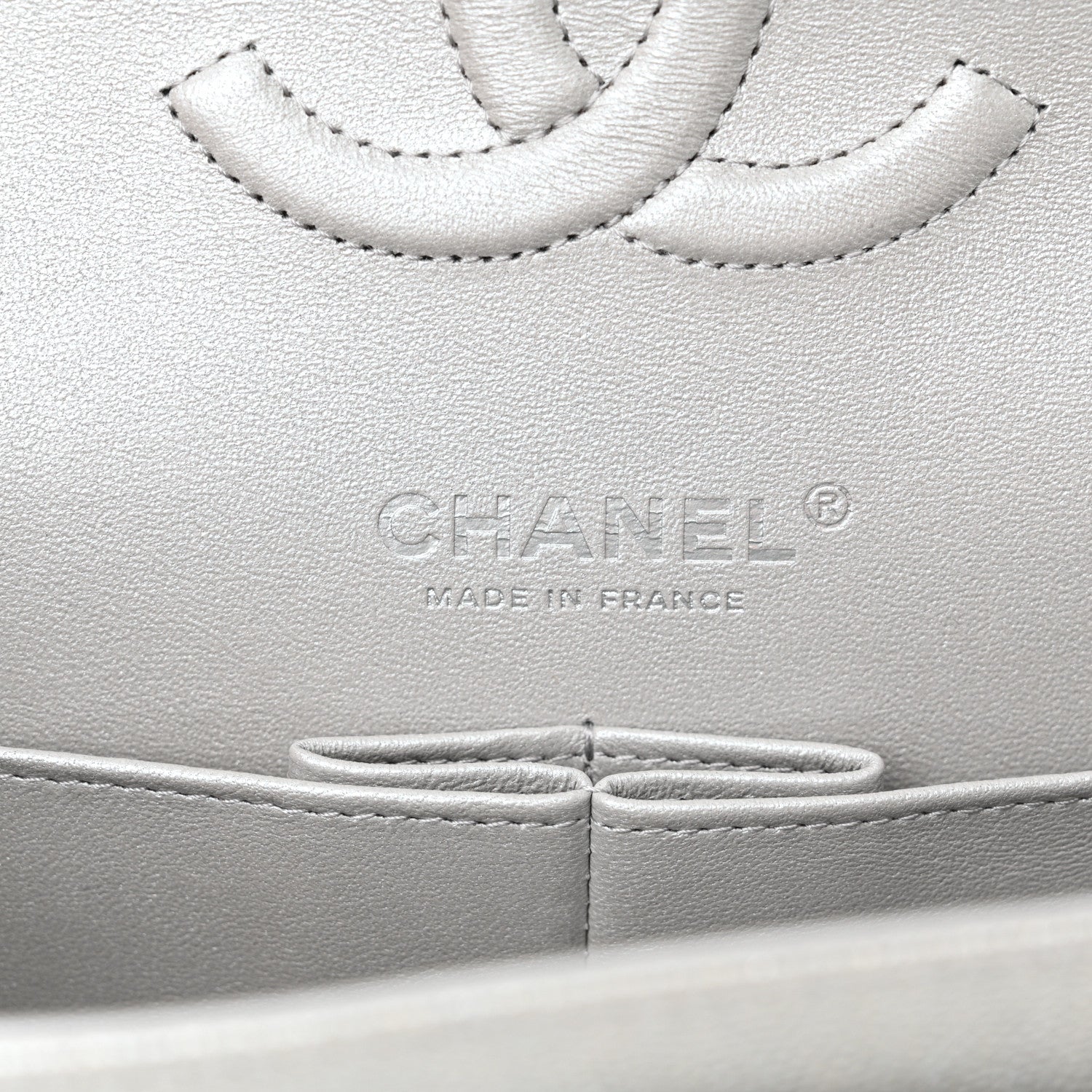 Chanel Glittered Metallic Caviar Quilted Medium Double Flap Silver 6 of 10