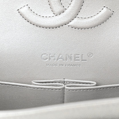 Chanel Glittered Metallic Caviar Quilted Medium Double Flap Silver 6 of 10