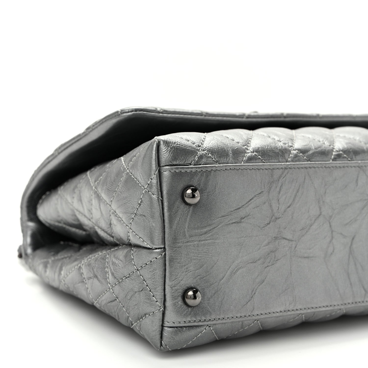 Chanel Metallic Aged Calfskin Quilted Small Coco Handle Flap Charcoal 9 of 10
