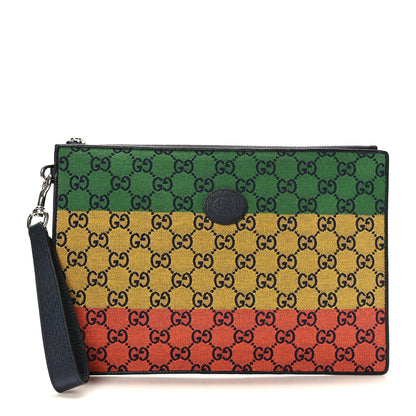 Gucci Monogram Multicolor Retro Interlocking G Wristlet Pouch Blue Rainbow Light Blue 1 of 8