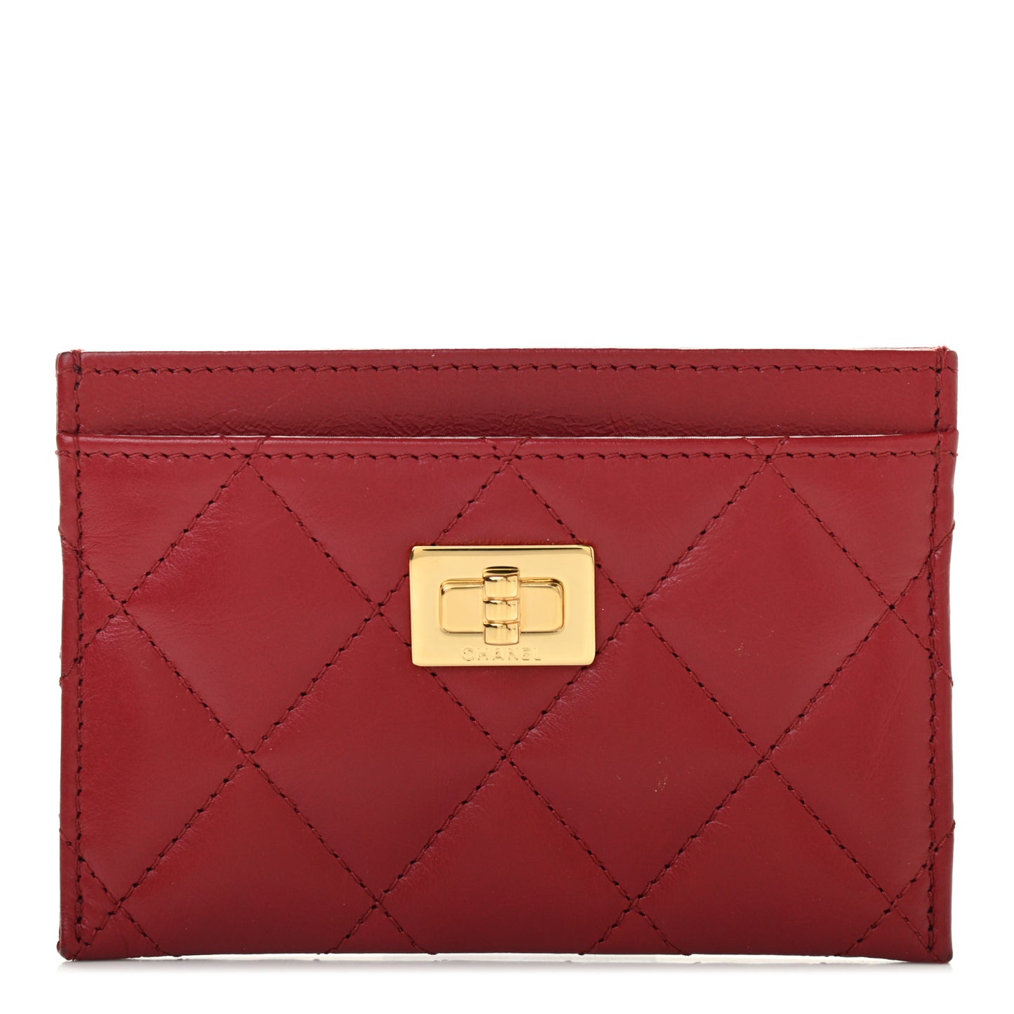 Aged Calfskin Quilted Reissue Card Holder Red