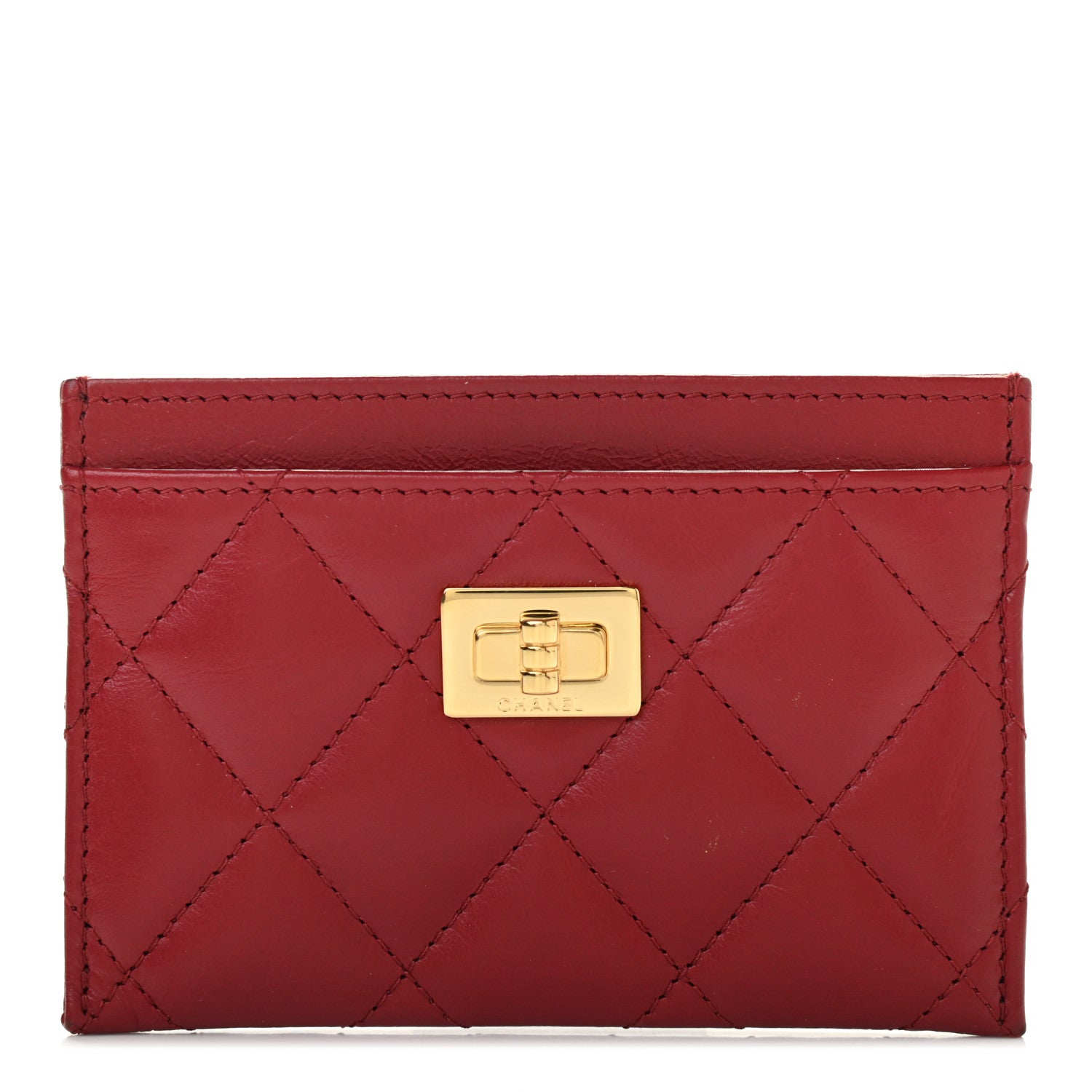 Chanel Aged Calfskin Quilted Reissue Card Holder Red 1 of 11