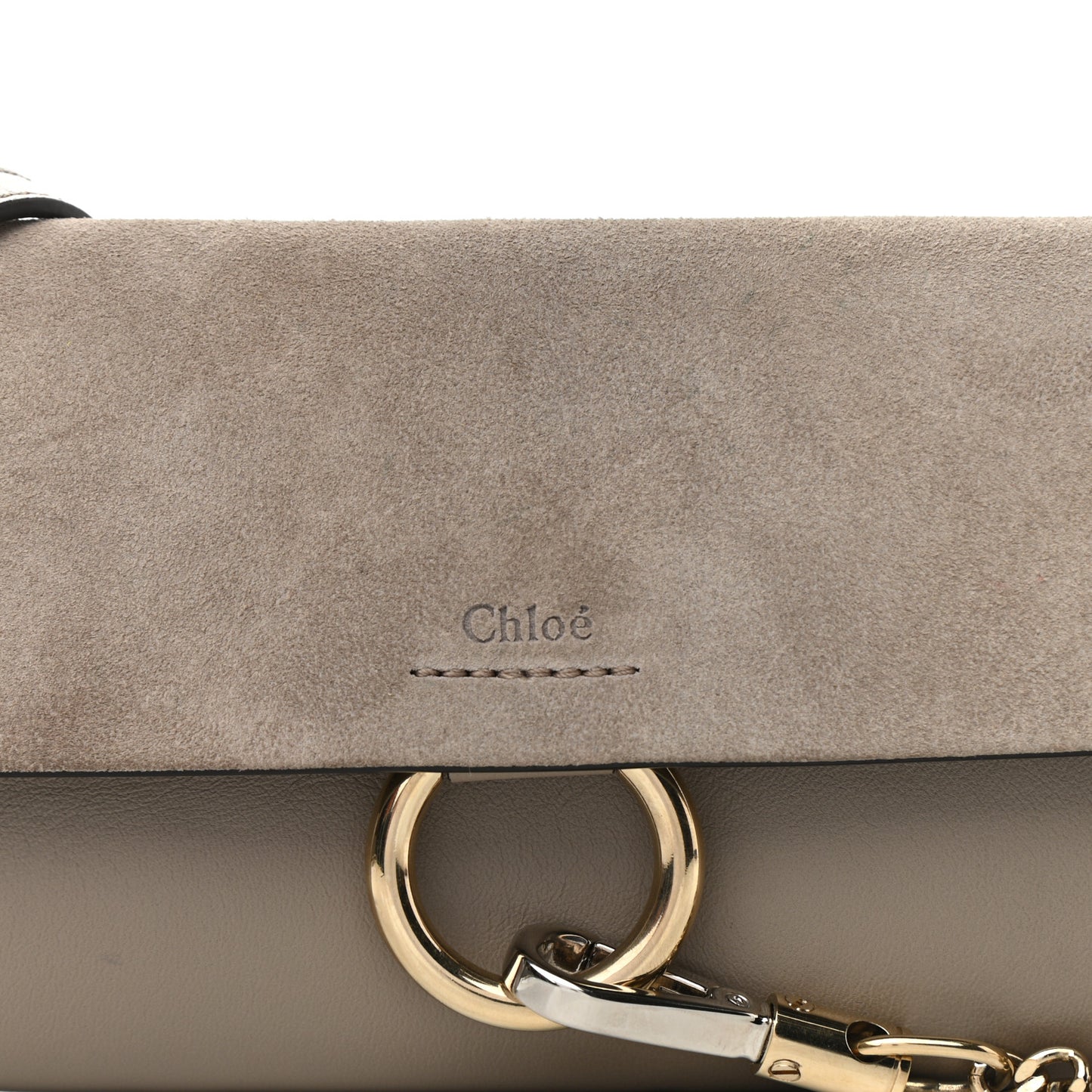 Suede Calfskin Mini Faye Shoulder Bag Motty Grey