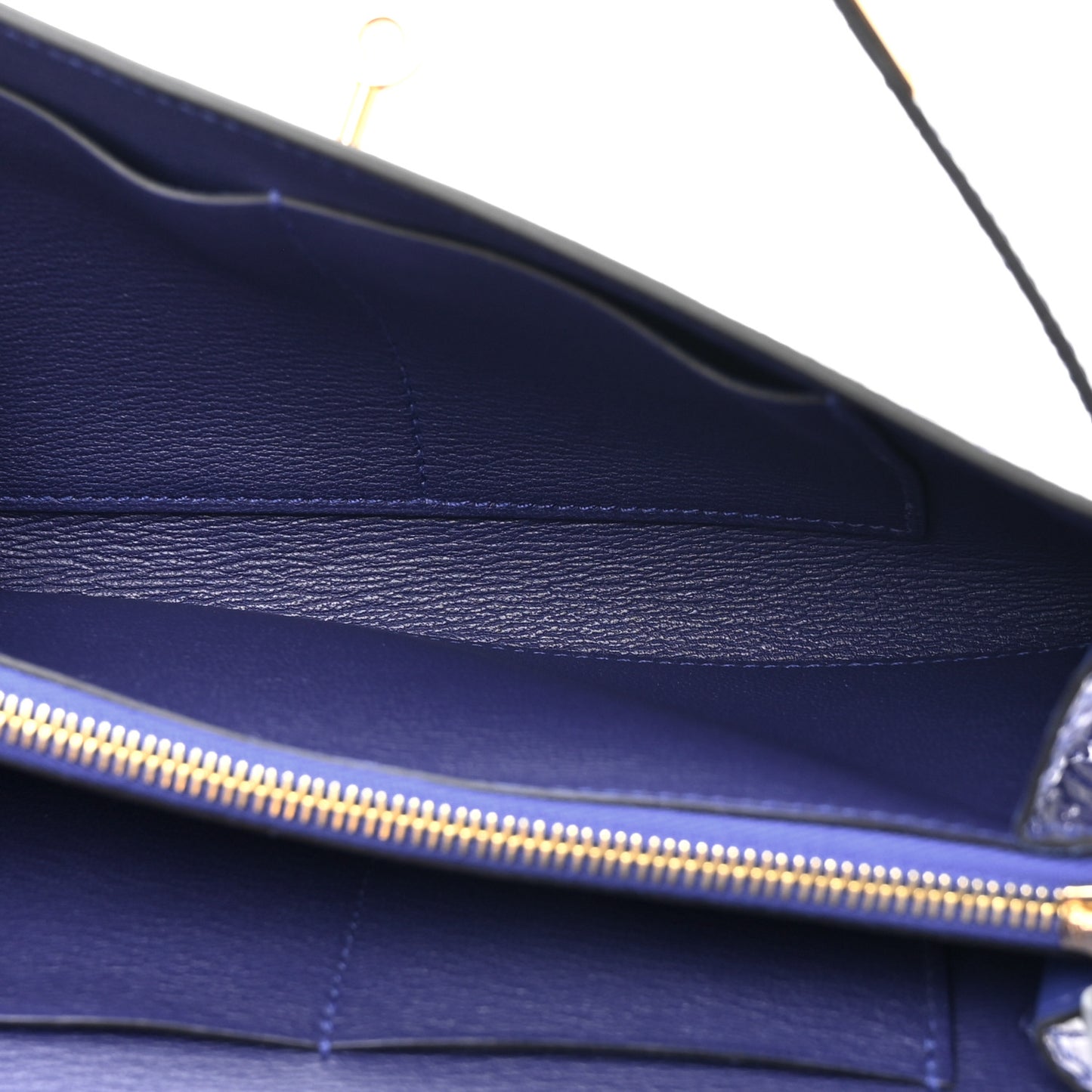 Shiny Alligator Kelly Wallet To Go Bleu Electrique