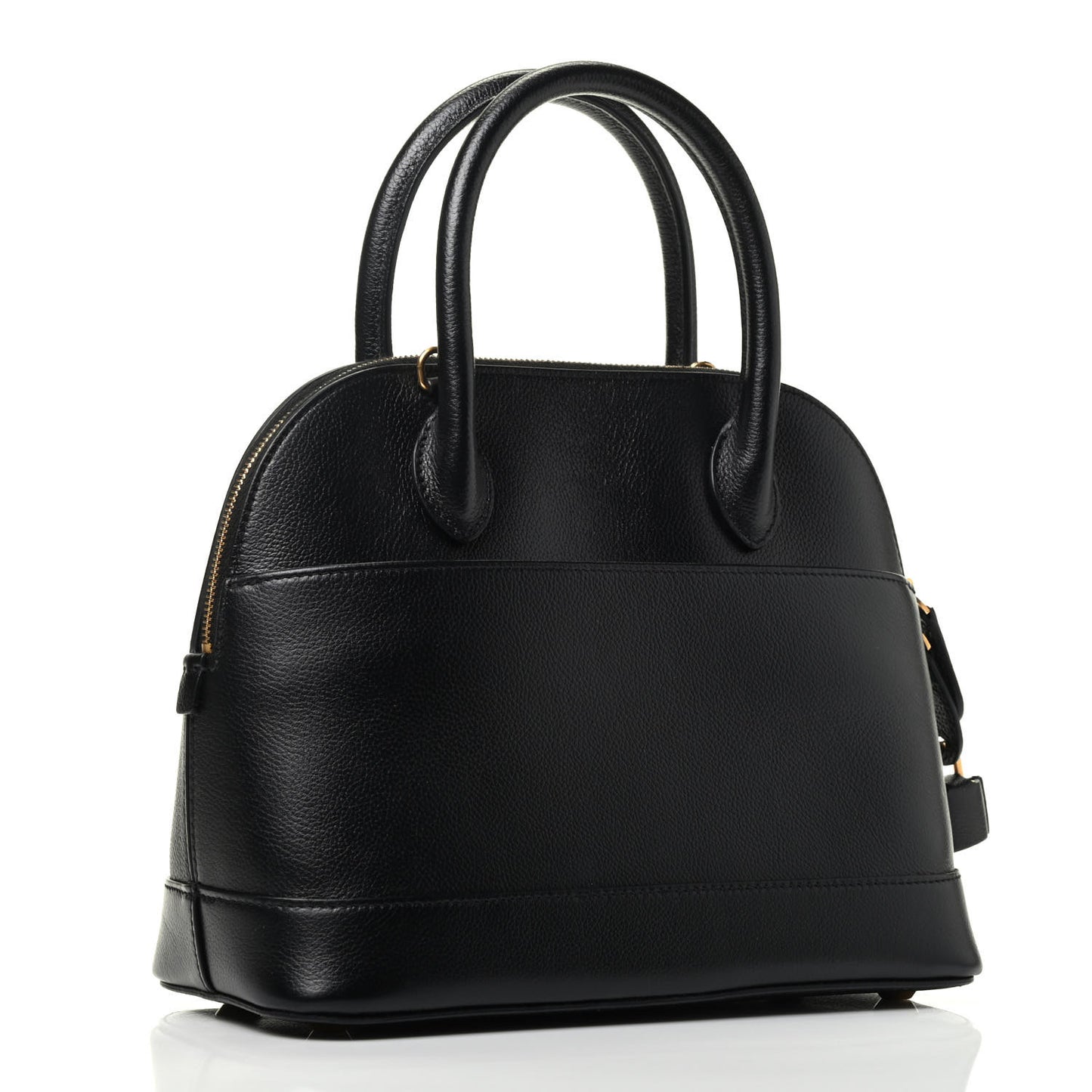 Grained Calfskin Logo S Ville Top Handle Bag Black White