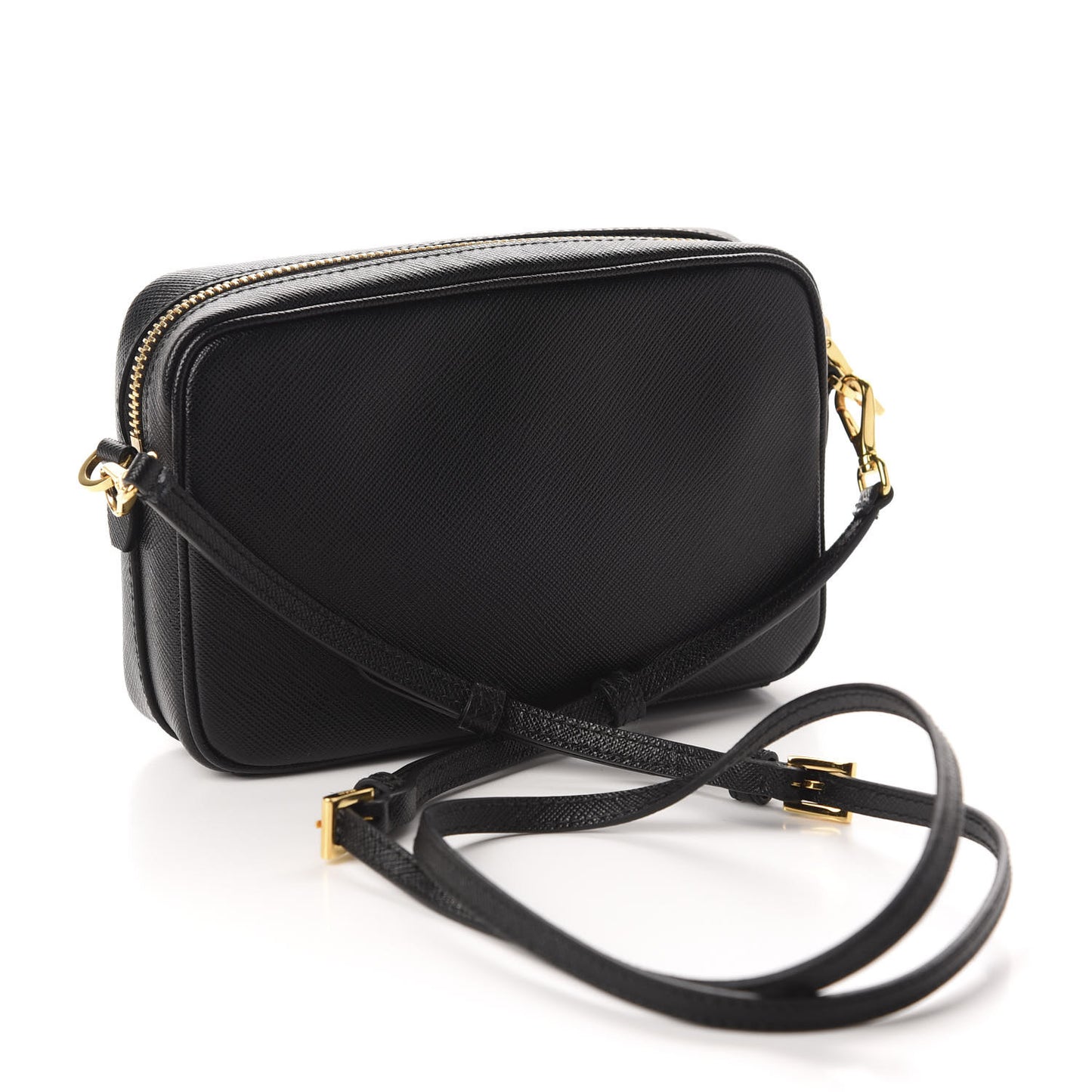 Saffiano Lux Small Camera Crossbody Bag Black