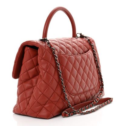 Chanel Caviar Quilted Medium Coco Handle Flap Dark Red 3 of 15